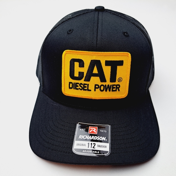 CAT Richardson 112 Trucker Mesh Snapback Hat Cap Black Embroidere… - Picture 2 of 4